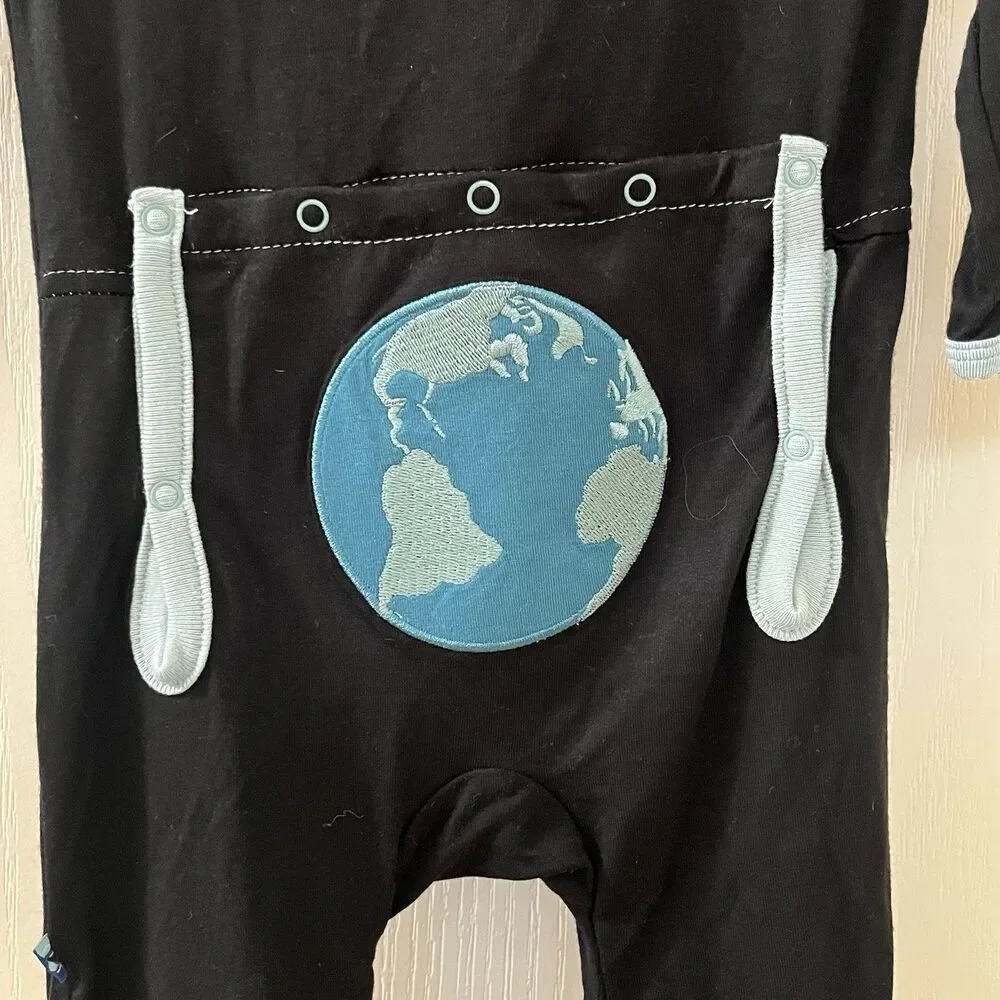 Kickee Pants Bamboo Midnight Earth Applique Coverall with Zipper 6-9 Months NWT